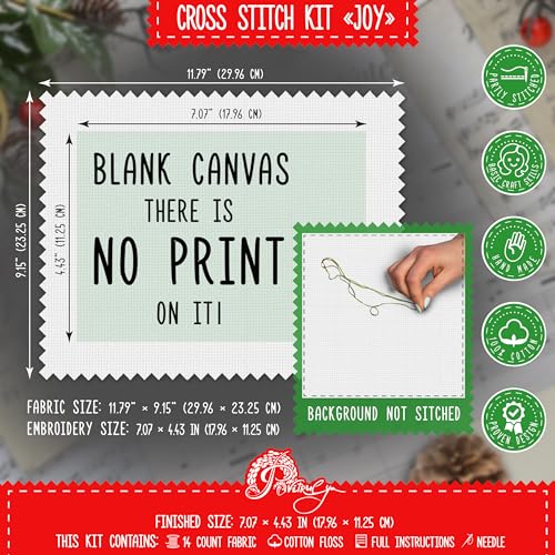Image of Christmas Counted Cross Stitch Kit for Adult with Inspirational Word Joy