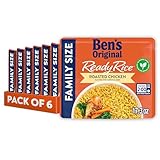 BEN'S ORIGINAL READY RICE Roasted Chicken Flavored Family Size Rice, Easy Dinner Side, 17.3 oz Pouch (Pack of 6)
