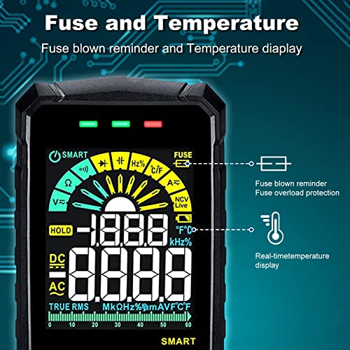 Multimeter, Digital Multimeter 6000 Counts Trms, Auto-Ranging Color Lcd Screen Voltmeter, Smart Electrical Tester Measures Voltage Current Resistance Continuity Duty-Cycle Capacitance Temperature #TOP4