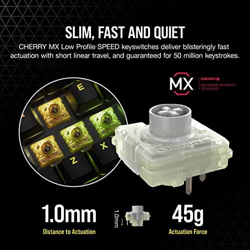 Corsair K60 RGB Pro Low Profile Mechanical Gaming Keyboard - CHERRY MX Low Profile SPEED Mechanical Keyswitches  Slim and Streamlined Durable Aluminum Frame - Customizable Per-Key RGB Backlighting