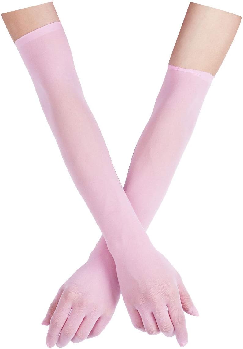 Shinsto Women's Ultra Thin See Through Mesh Long Gloves Full Finger Opera Gloves Mittens