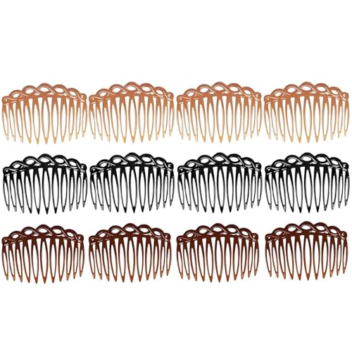 12 Pcs Hair Combs Slides for Women Set, Hair Slides for Women with Fine Hair, 3 Colors Vintage French Comb Styling Accessories for Girls Bridal Decorative