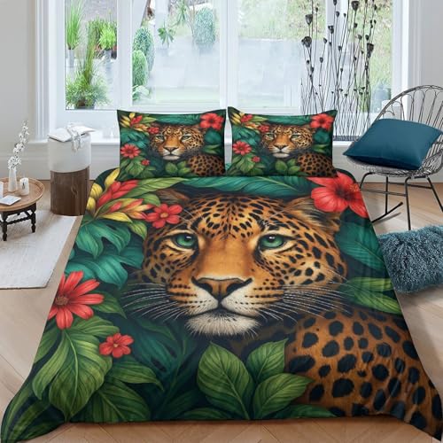 Housse de couette léopard microfibre respirante contre la transpiration