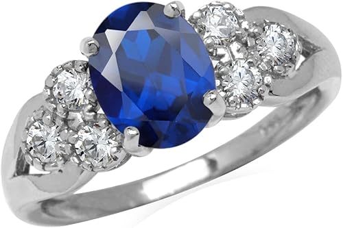 Silvershake Oval Shape Birthstone Gemstones White Gold Plated 925 Sterling Silver Engagement Anniversary Right Hand Ring Jewelry for Women