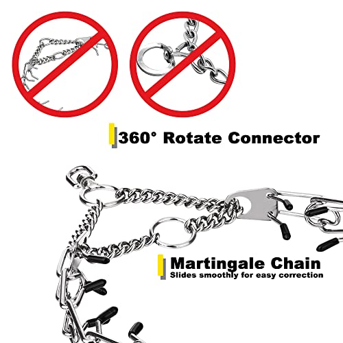 Insfas Pinch Prong Collar For Dogs, Adjustable Dog Training Choke Spike No Pull Martingale Collars With Quick Release Buckle For Small Medium Large Dogs Stainless Steel (12"~28" Silver 3.0Mm) #TOP6