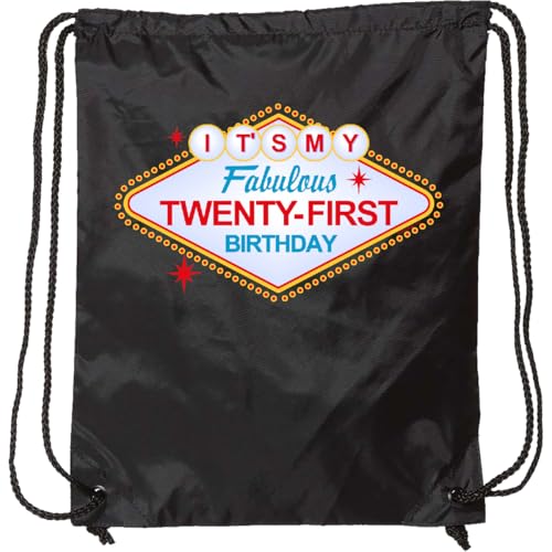 inktastic Las Vegas 21st Birthday Drawstring Bag Black 23581