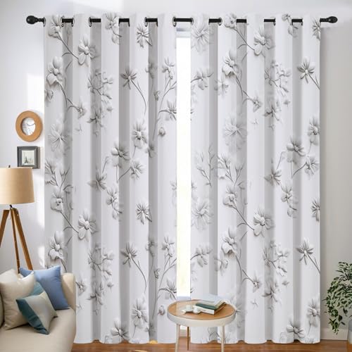 Rideau occultant fleurs plantes oeillets polyester 117x137 - 3