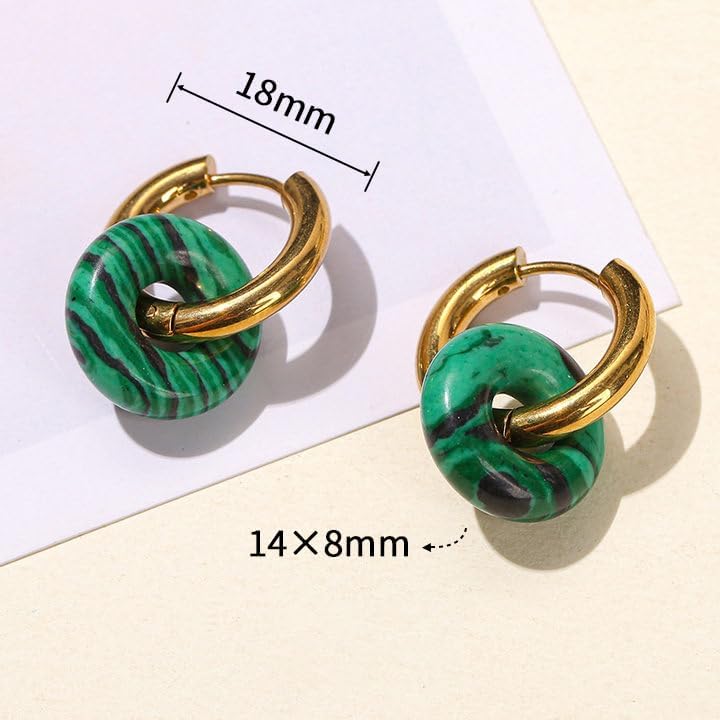 Turquoise Hoop Earrings, Vintage Gold Turquoise Earrings, Unique Gemstone Earrings for Western Turquoise Jewelry, Boho Cowgirl Earrings for Women - Image 4