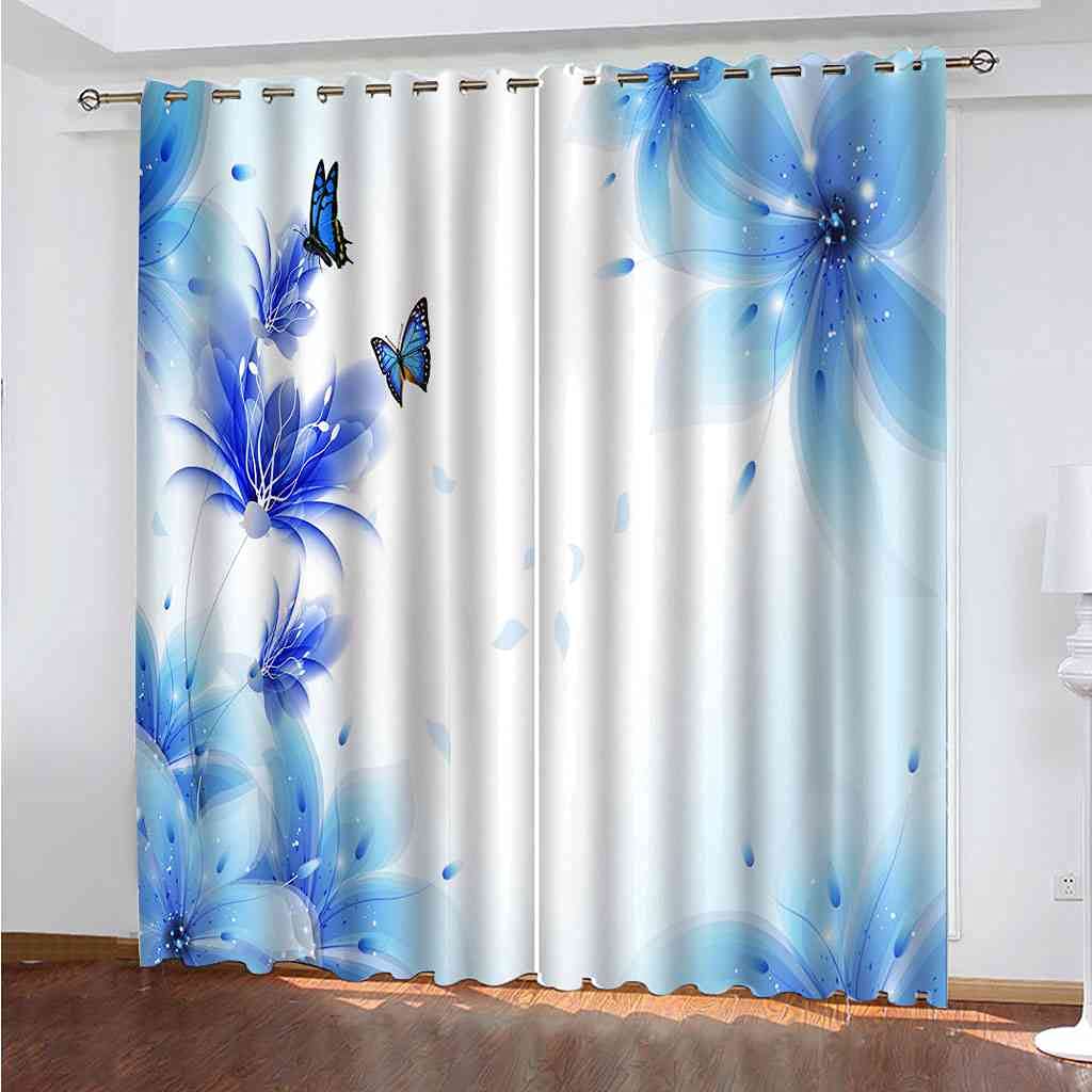 Rideau isolant thermique et phonique 3D bleu pour chambre et salon
