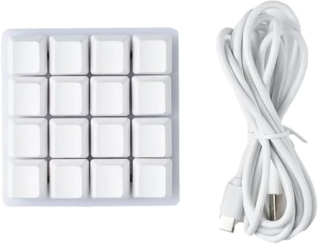 16 Keys RGB Mini Mechanical Macro Pad USB Custom Macro Programming Keypad White for Sayodevice R0c0 Gaming & Desktop WHITE