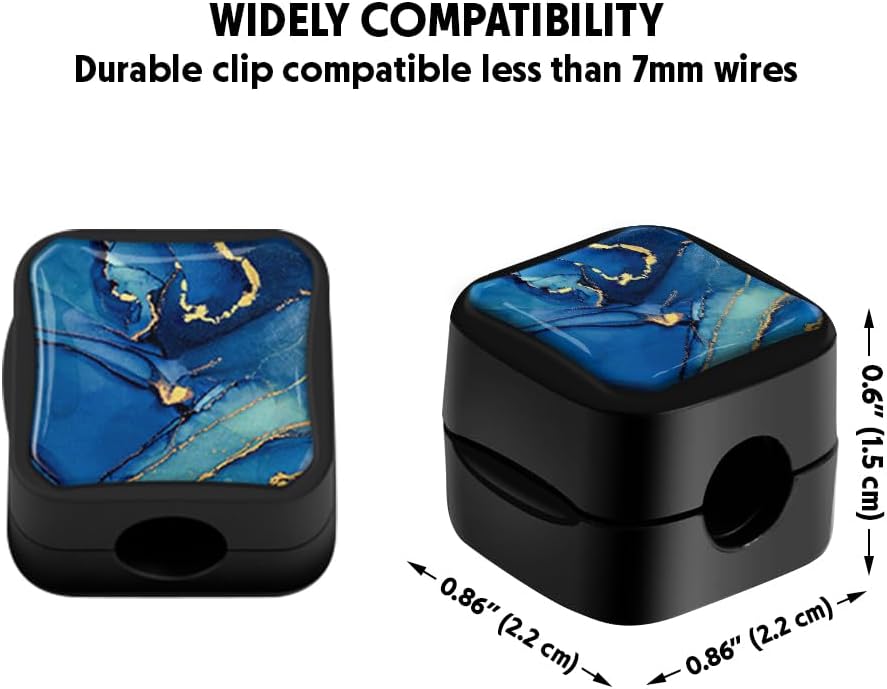 WIRESTER 5 Pack Magnetic Cable Clips, Under Desk Cable Management, Phone Cord Organizer for Nightstand, Adhesive Wire Charger Keeper Holder for Home Office Car Wall Desktop - Marble Pattern image 3