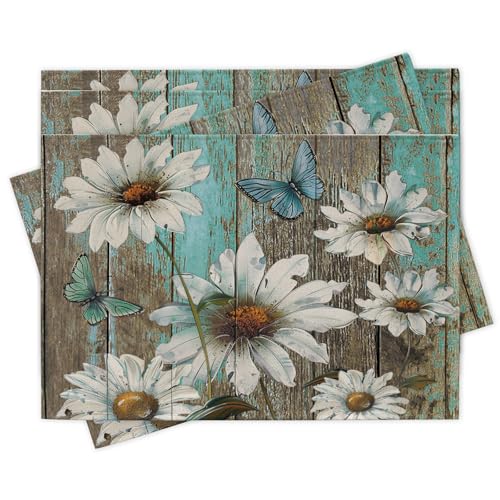 Croar Vintage Daisy Flower Placemats Set of 4