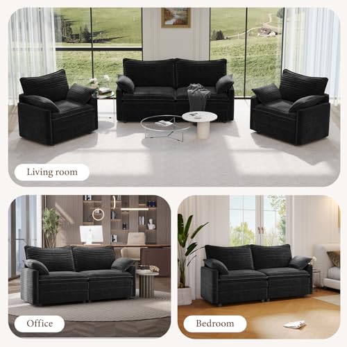 Vesgantti 74" Sectional Cloud Couch, Deep Seat Loveseat Sofa, Black - image 4