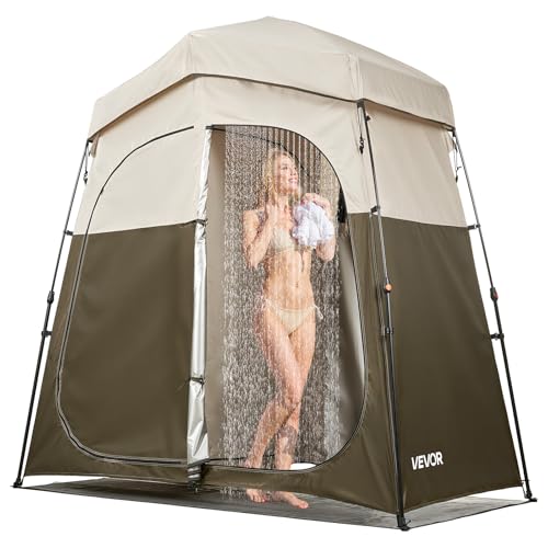 VEVOR Tente de Douche de Camping, Abri d'Intimité Extérieur Portable et Pliable, Cabine d'Essayage Toilette pour Plage Pêche, 2 Compartiments, en Tissu...