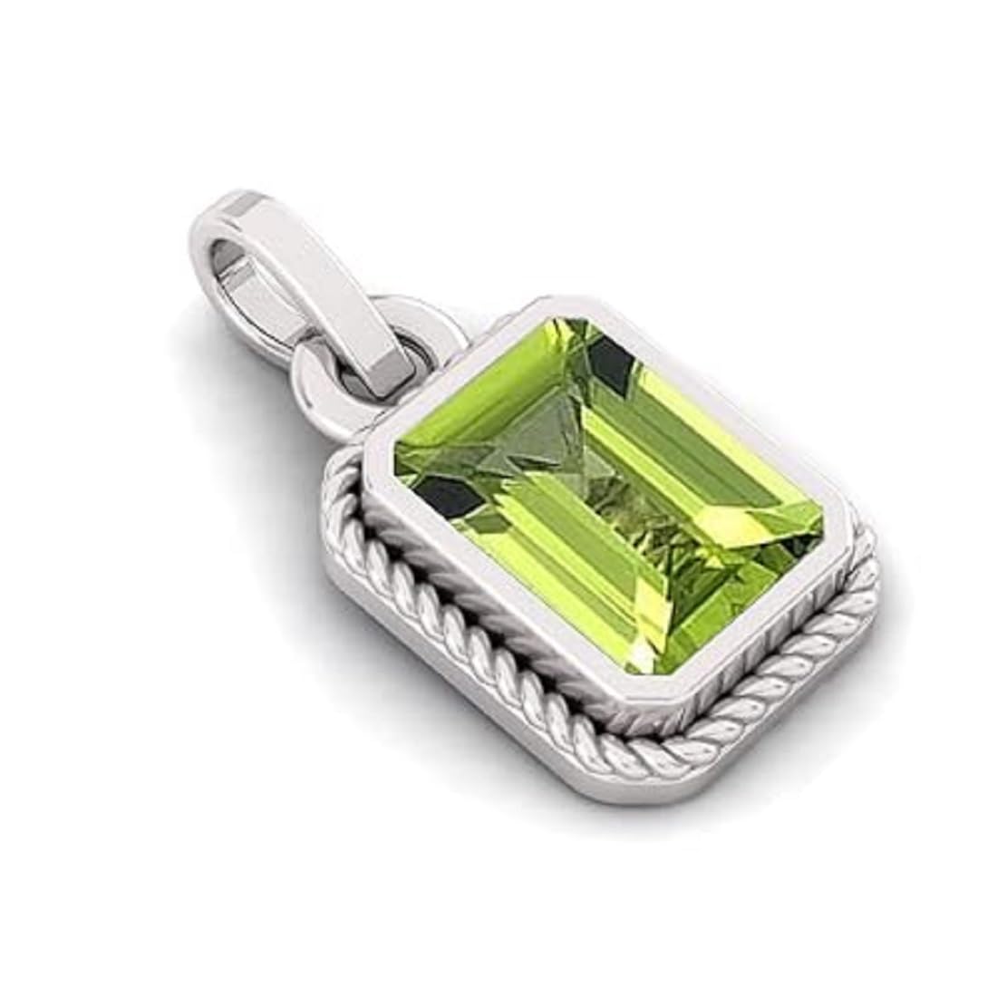 9.00 Ratti Natural Peridot Pendant Stone Silver Plated Locket Original Certified Gemstone Lab Tested