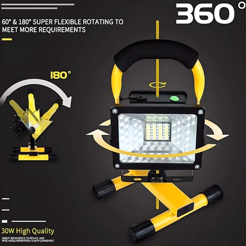 Faro da lavoro a LED, ricaricabile tramite USB, IP65, impermeabile, proiettore di emergenza per edilizia esterna, campeggio, officina, escursionismo, 192 perline LED, durata 8-16 ore