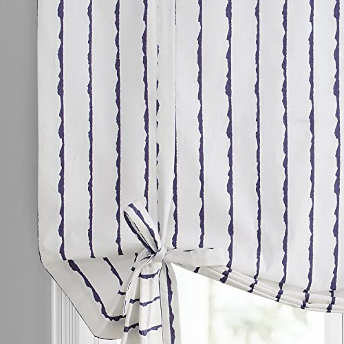 Hpd Half Price Drapes Printed Cotton Room Darkening Tie Up Curtains For Windows - 46 X 63 Roll Up Balloon Curtain For Living Room, Kitchen (1 Panel), Prct-Tud213B-63, Sharkskin Blue Stripe #TOP3