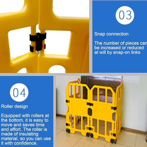 Barrière de circulation rétractable jaune à roulettes pour extérieur