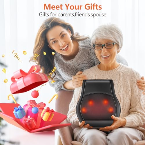 Brelley Neck and Back Massager for Pain Relief Deep Tissue with Heat, Shiatsu Shoulder Massager with Bi-Directional Rotating Head for Neck, Back, Shoulders, and Legs, Gift for Mom Dad