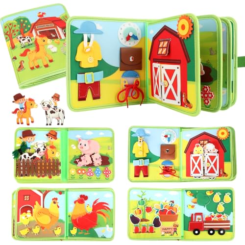 Kyteazr Busy Board ab 2 Jahr Montessori Spielzeug, Bauernhof Quiet Book für unterwegs, Geschenk für Mädchen & Jungen, unterhaltsames Kinderspielzeug zur frühkindlichen Förderung