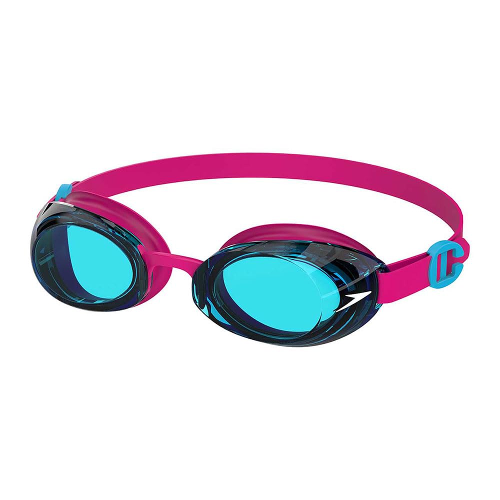 Speedo Unisex Kids Jet 2.0 SwiMing Goggles | Enhanced Vision, Electric Pink/Azure Blue, One Size