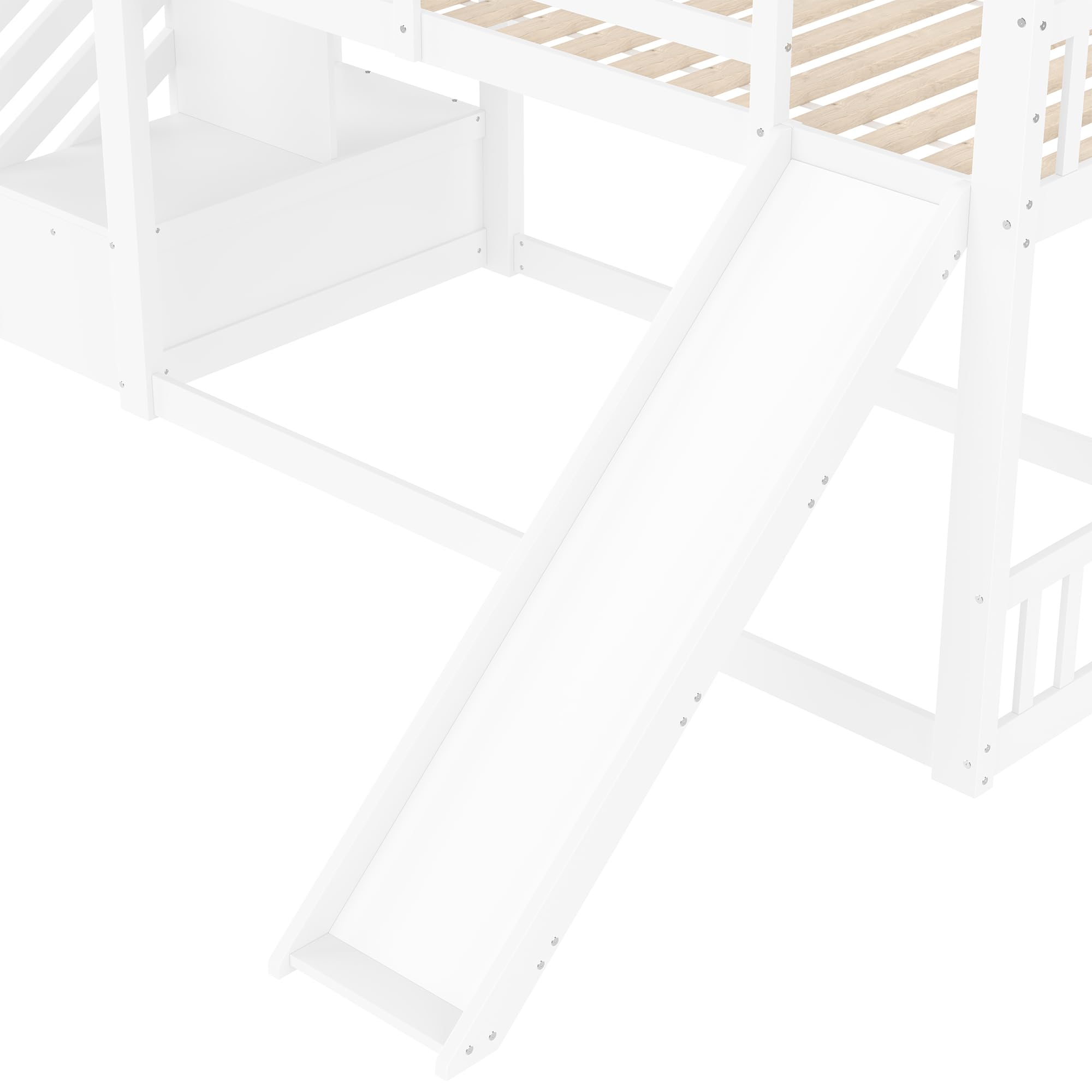 Azkoeesy Came Literas Infantil de 90 x 200 cm - Tobogán - Escaleras - Forma de Casa para niños o Adolescentes Blanco