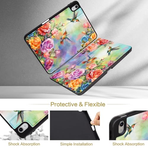 Lokigo New for iPad (A16) 11th Generation Case 11 Inch (2025), iPad 10th Generation Case 10.9 Inch (2022), Multi-Viewing Protective Stand AppleiPad A16Case, Hummingbird Floral by Lokigo - Image 4