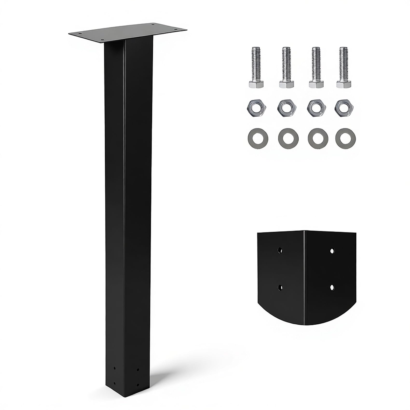 43" heavy duty galvanized steel mailbox post - rustproof 4x4 black in-ground mount, usps compliant, easy diy installation for standard mailboxes