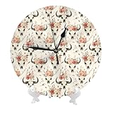 Matériau et construction : fabriquée à partir de panneaux en PVC de qualité, cette horloge murale dispose d'un design élégant et sans cadre sans couvercle en verre. Le cadran imprimé têtes de mort à fleurs roses reste vif au fil du temps, combinant légèreté et attrait esthétique. C'est une solution d'horloge murale moderne pour différents espaces