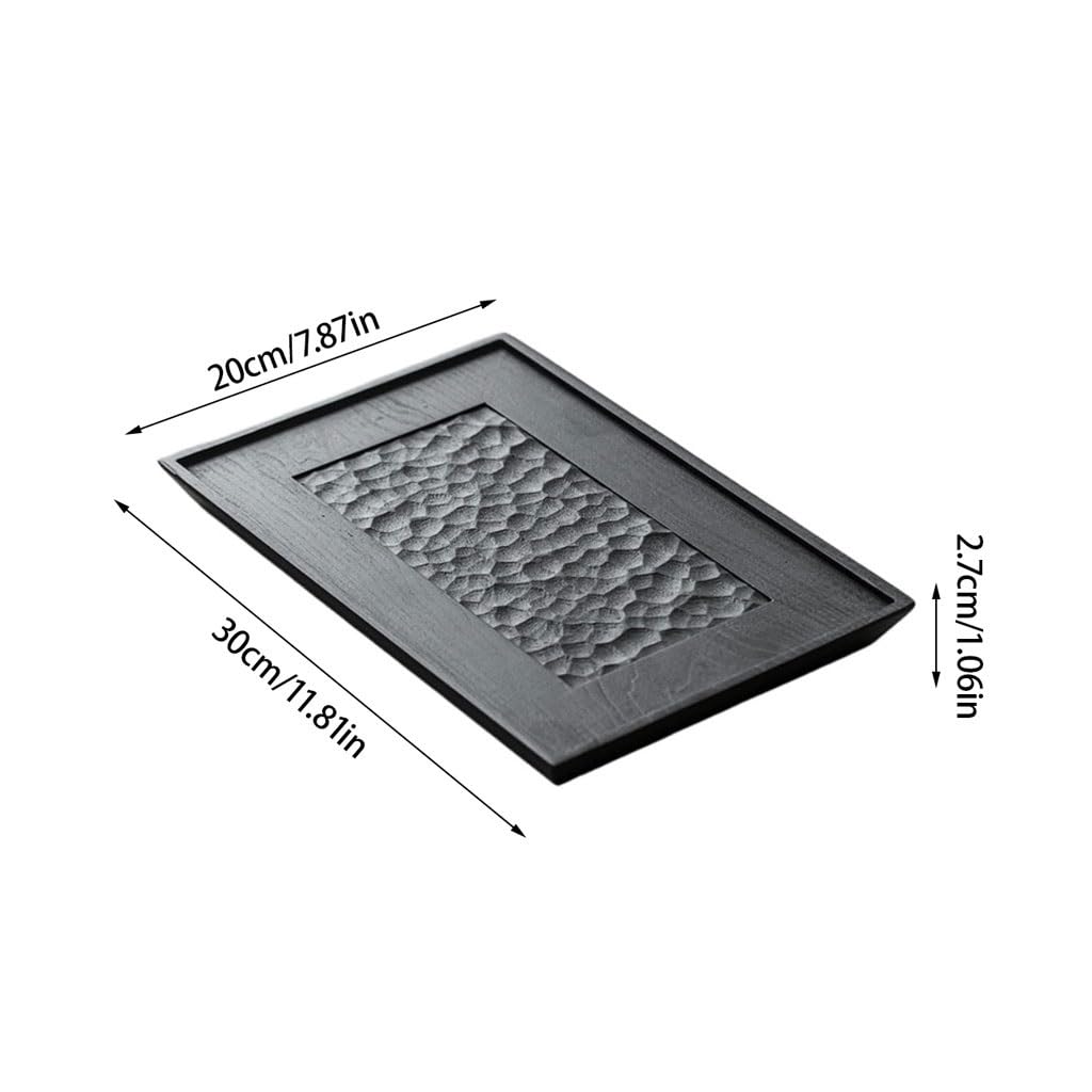 Bandejas de té para servir de madera maciza, bandeja de té rectangular, bandeja de almacenamiento para sala de estar, bandeja de té seco para oficina
