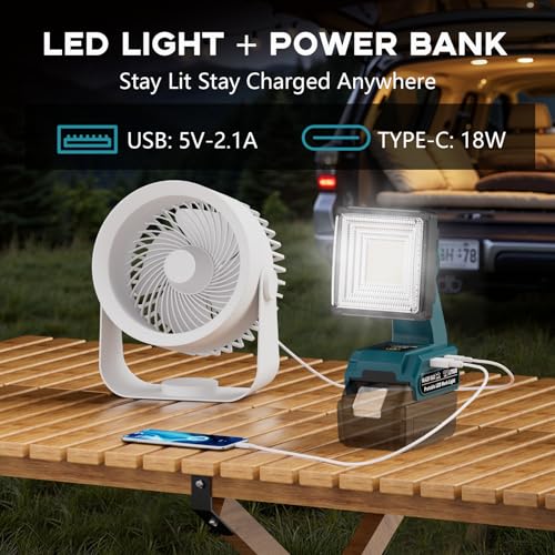 Image of 1500LM LED Work Light for Makita 18V LXT Battery, 25W Portable Flood Light with USB & Type-C Ports, 90 Rotate Head Cordless LED Light for Emergency, Workshop, Indoor and Outdoor Use (Tool Only)