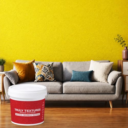 Image of Marble Texture Paint, 3D Designer Stone and Granite Luxury Finish, Washable Water Resistant Acrylic Emulsion, Interior Exterior Ready to use (Bright Yellow)