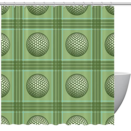 Rideau de douche imperméable vert imprimé rétro sport 168 x 183