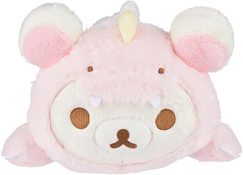 Korilakkuma San-X Original Plays with Dino Laydown Series Plush - Soft Pink - 13.5-inch Plush
