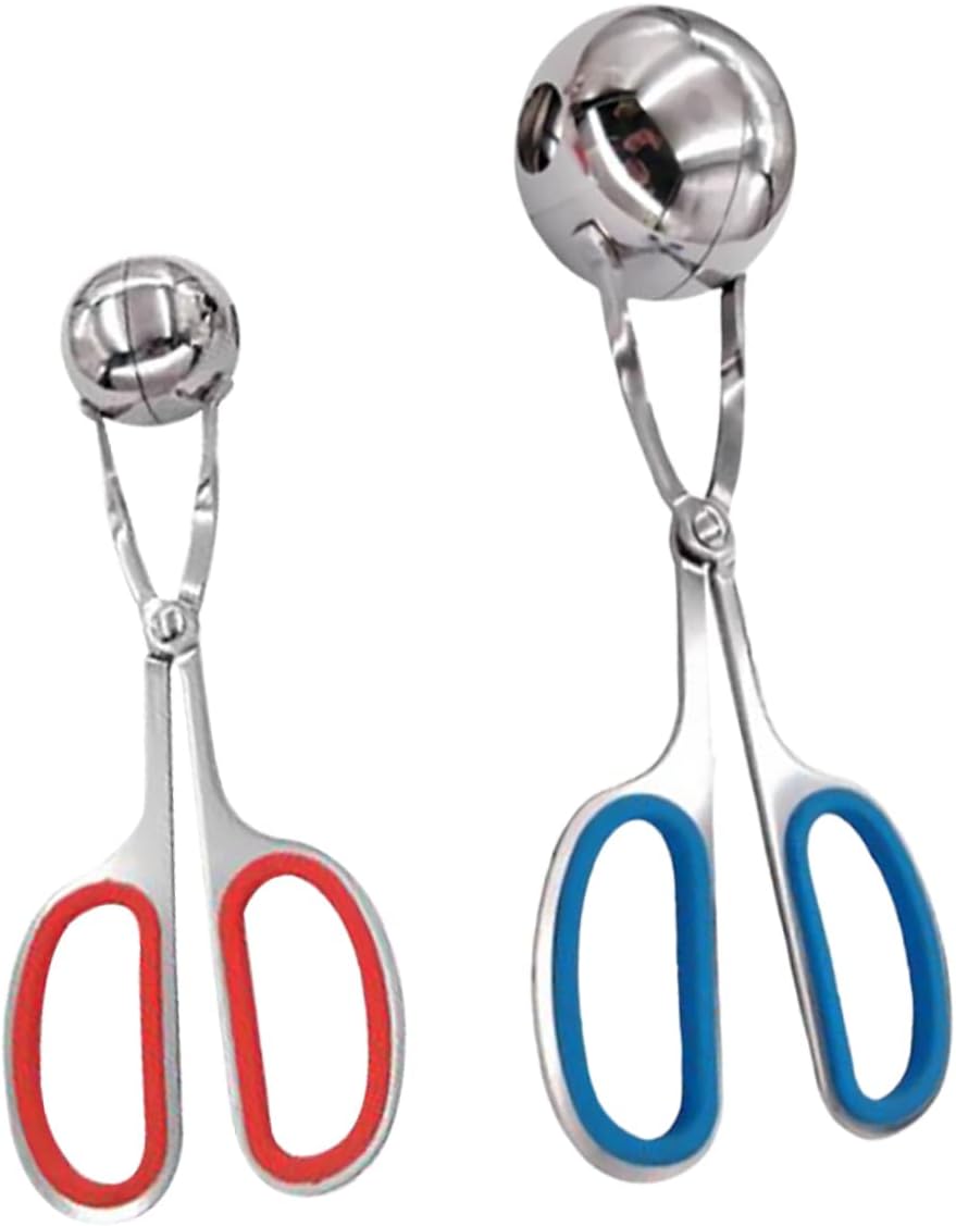 KICHOUSE 4pcs Stainless Steel Meatball Clips Practical Kitchen Tool for Easy Meatball Making Includes s Red for Meat Fish Rice and More