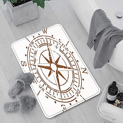 Rutschfeste Badematte 60 x 100 cm,Kompass, Navigationsgerät des Zeitalters der Entdeckung Windro,Maschinenwaschbare Badematte, Badvorleger mit