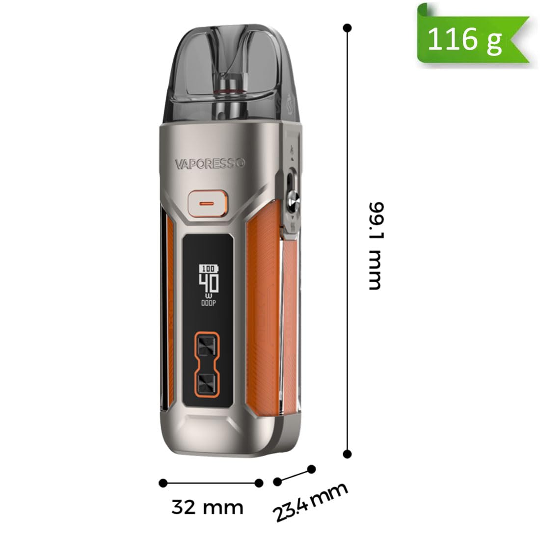 Vaporesso LUXE X PRO Kit |40W Vape Batterie intégrée 1500mAh 5ml Convient à tous les Luxe X/XR Pod et GTX Coil MTL To RDL E Cigarette Vaporisateur Auto draw & button activation Sans nicotine (Noir)