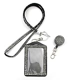 ALL in ONE Rhinestone Lanyard Bling Crystal Necklace + Badge Reel + Card Holder for Business Id/key