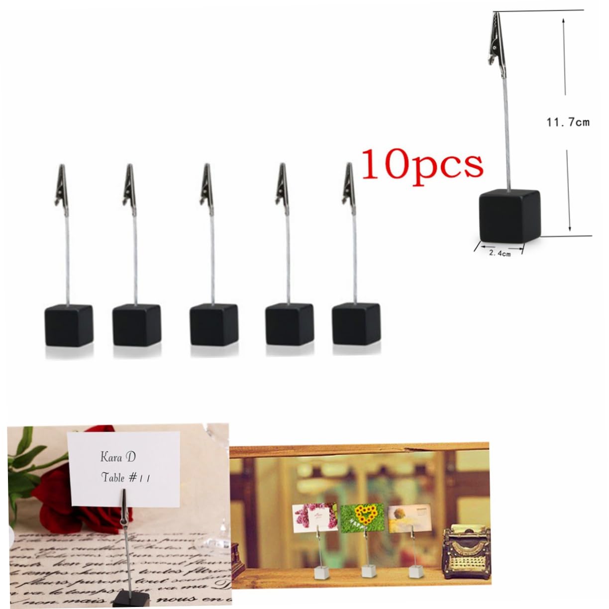 100 Piezas clip de nota papel clip de números de mesa porta notas con base de cubo titular de la imagen divisores de porta clip para notas titular de la nota VILLCASE