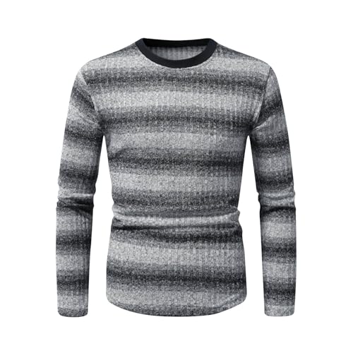 Muscularfit Mens Work Sweaters and Pullovers Causal Fashion Striped Long Sleeve Sweater Lightweight Pullover Top Fall Clothes - Main Image