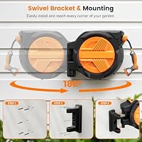 Retractable Garden Hose Reel 1/2” x 100ft, Auto Rewind Hose Reels for Outside, Heavy-Duty Wall-Mounted Outdoor Hose, 10-Mode Nozzle, Adjustable Length, 180° Rotation for Watering, Car Washing — image 8
