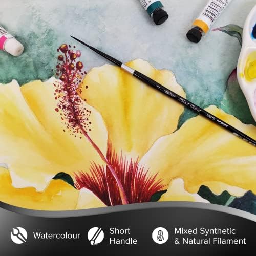 Silver Brush Limited 3007S1 Black Velvet Script Liner Watercolour Paint Brush, Size 1, Short Handle