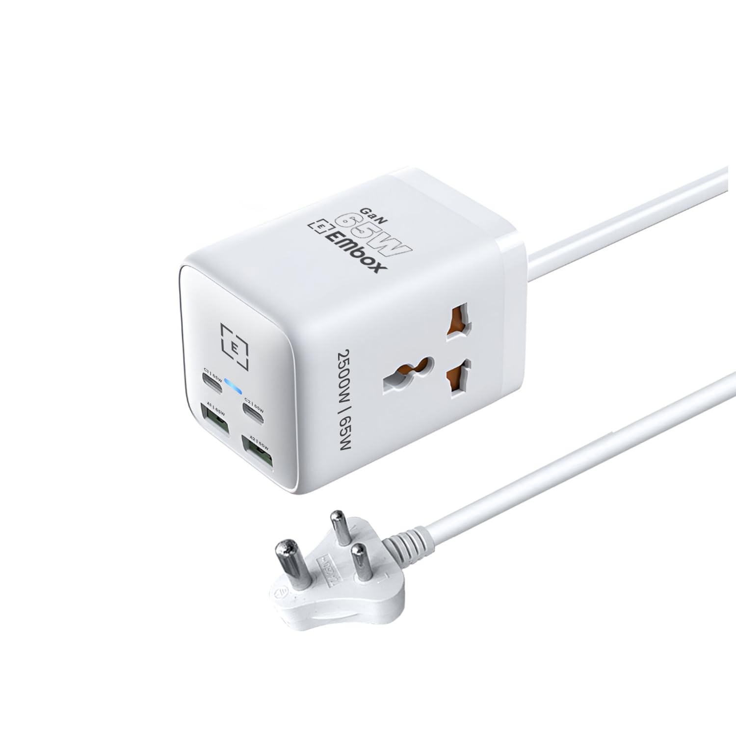 Embox GaN Charger 6-in-1 65 watt charger type c High Speed fast charger adapter with 2 Type C PD Ports 2 Mach USB Ports 2 AC Power Socket Power Strip for Laptop Power Strip MacBook ipad iPhones Tablet-image-12