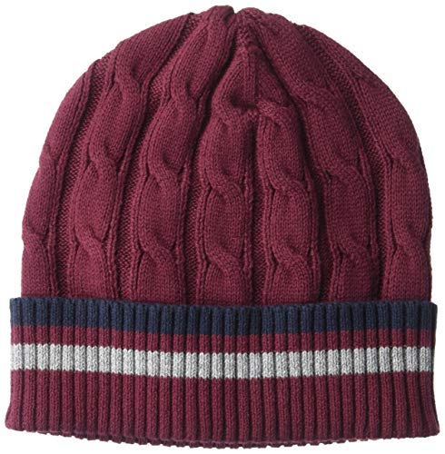Amazon Brand - Goodthreads Men's Soft Cotton Cable Knit Beanie, Burgundy, One Size