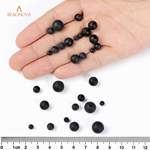 image for BEADNOVA Black Matte Onyx Beads Natural Crystal Beads Stone Gemstone R