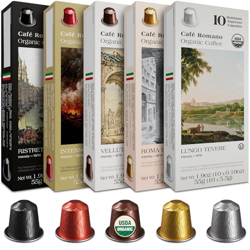 Café Romano Organic USDA Italian Espresso Coffee Aluminum Pods Variety Pack 100 Count