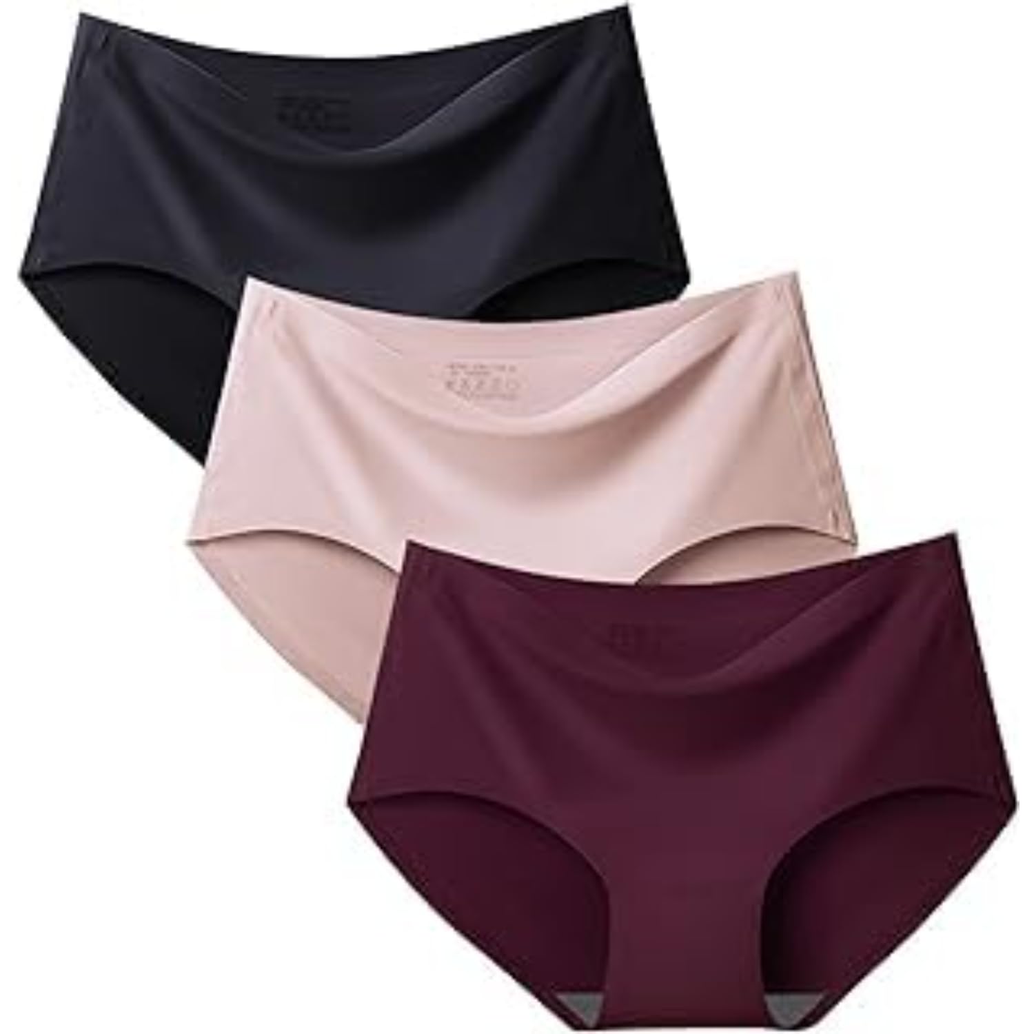 Women's/Girl's Ice Silk Seamless Mid Rise No Show Laser Cut Invisible Pants Smooth Stretch Women Hipster Pants for Women Daily Use (Pack of 3, Multicolor)-image-30