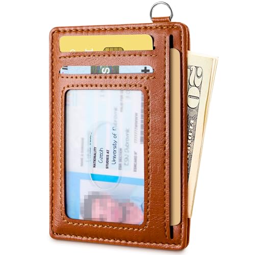 Image of Mayski Slim Wallet, Credit Card Holder for Women, Minimalist Front Pocket RFID Blocking Card Cases, Small Wallet Women Men(Oiled Wax Brown)