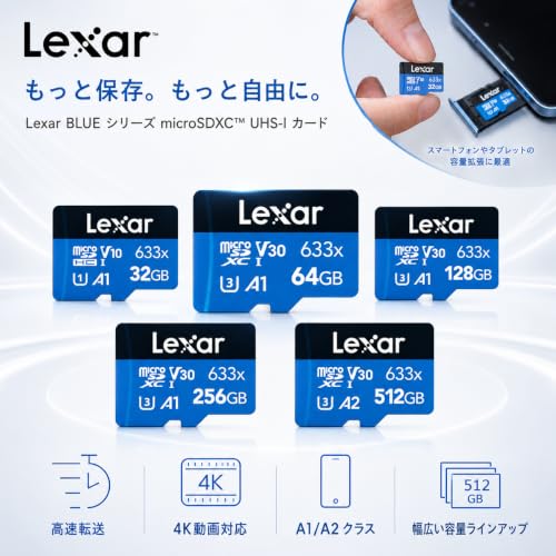 Image of Lexar 32GB 633x microSDHC UHS-I Card Blue Series