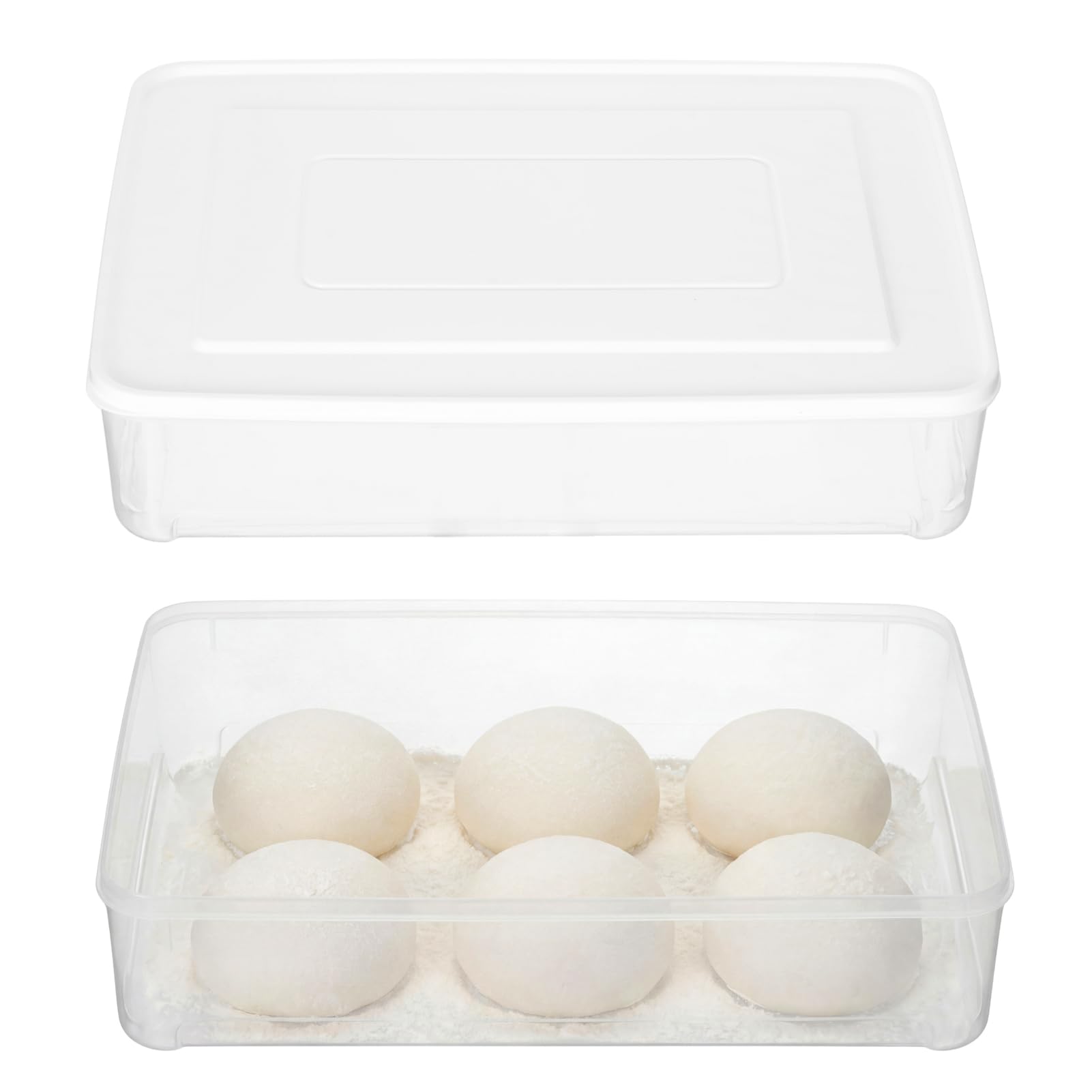 Photo 1 of FMOACEN 2 Pack Pizza Dough Proofing Box Clear Plastic Sealed Pizza Dough Proofing Container with Lid Observable Stackable Household Rectangle Bread Fermentation Storage Trays 14 x 10 Inch